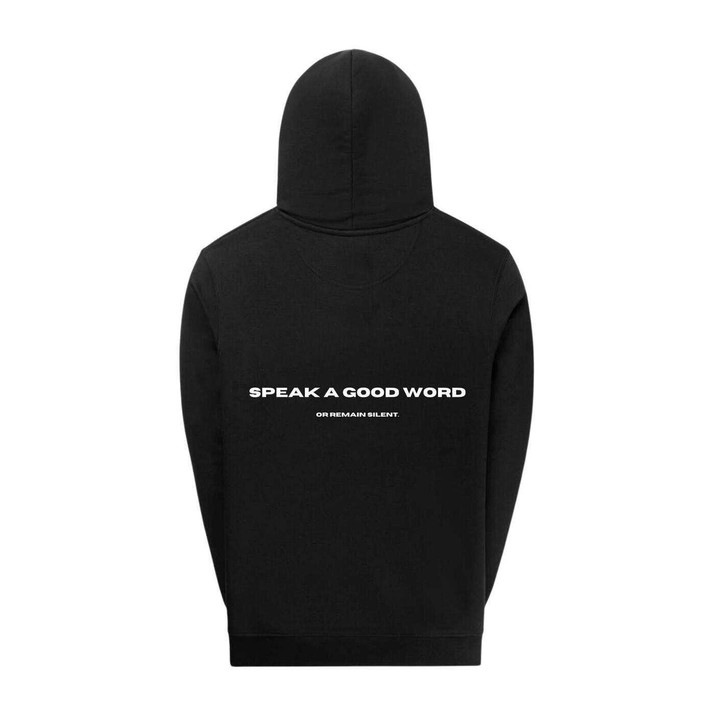 Speak Good or Remain Silent Oversized Hoodie — Black