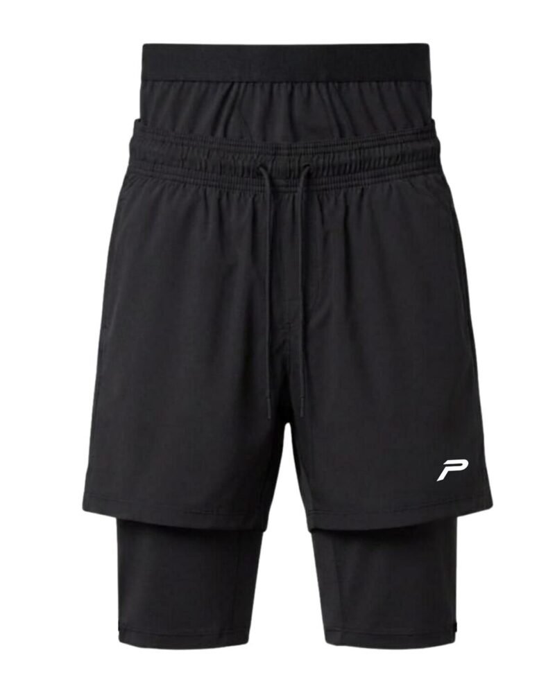 P Logo 3-in-1 Modest Activewear Shorts — Black