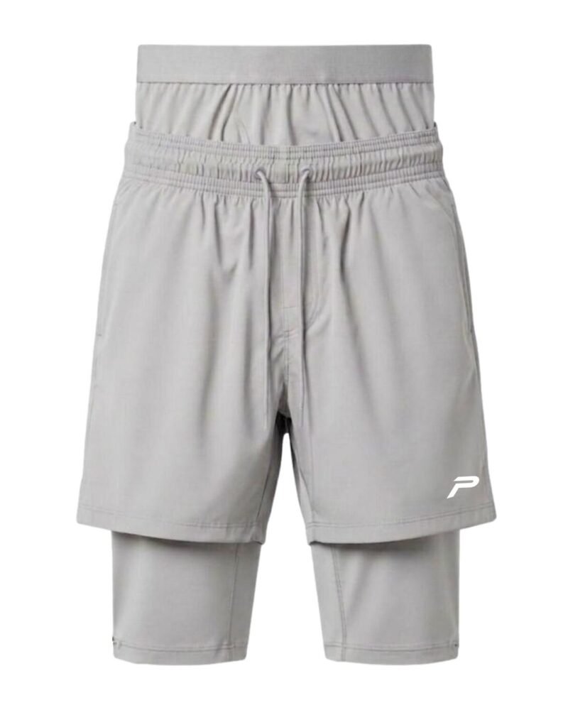 P Logo 3-in-1 Modest Activewear Shorts — Grey