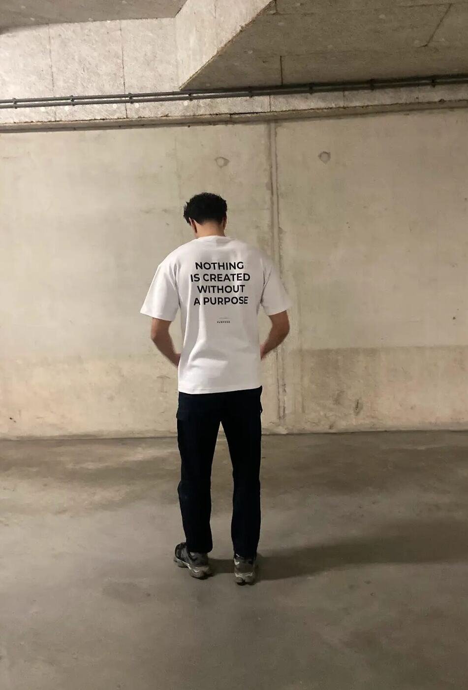 Nothing Is Created Without Purpose Oversized Tee — White — 2