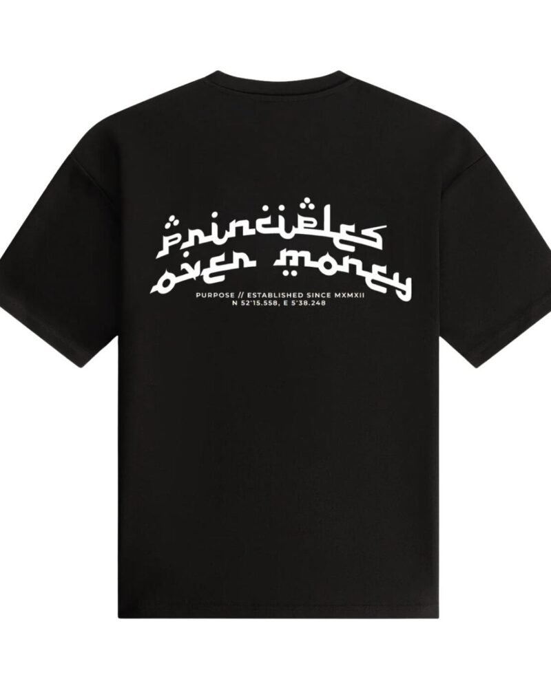 Principles Over Money Arabic Oversized Tee — Black