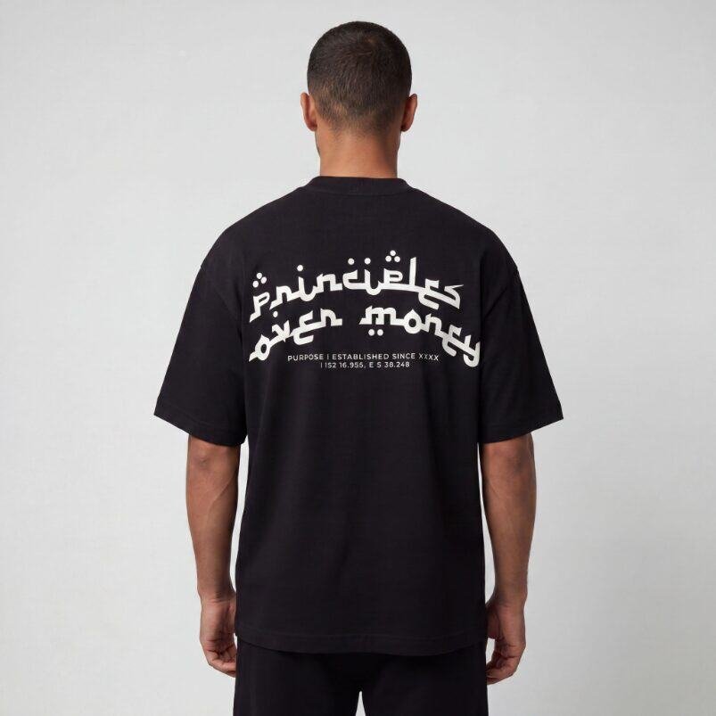 Principles Over Money Arabic Oversized Tee — Black — 4