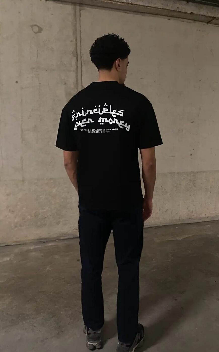 Principles Over Money Arabic Oversized Tee — Black — 5