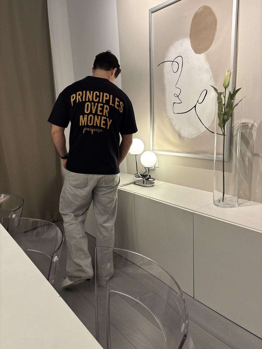 Principles Over Money Oversized Tee — Black — 2