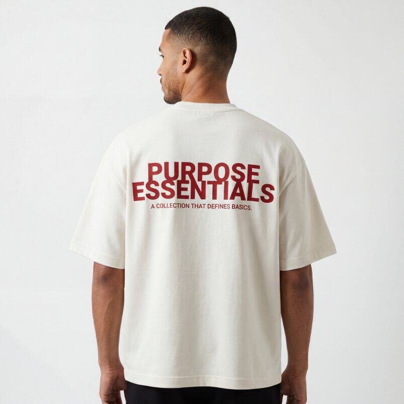 Essentials Tee — Off-White / Red — 2