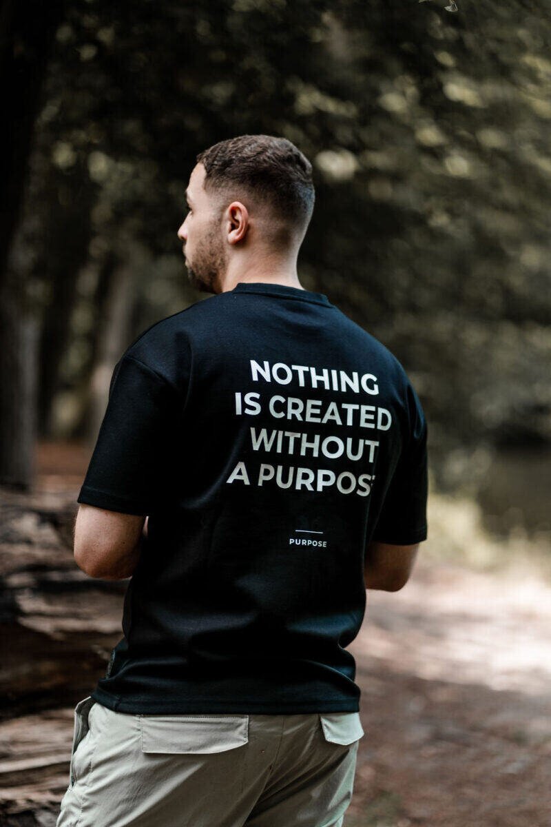 Nothing Is Created Without Purpose Oversized Tee — Black — 2